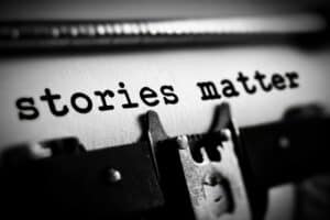Close-up of typewriter with 